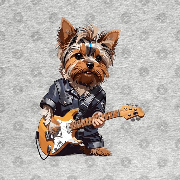 Yorkshire Terrier Playing Guitar by Graceful Designs